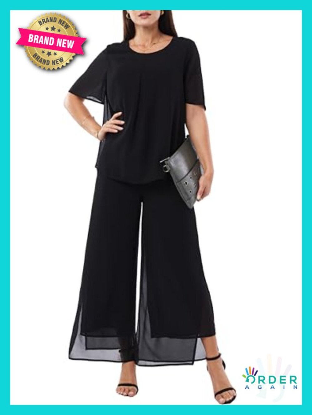 2 Piece Chiffon Pantsuit Set Ruffle Layers Formal Wedding Guest Pant Suits